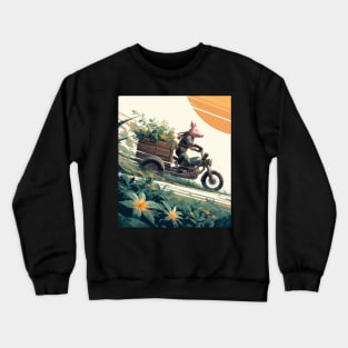 Pig on botanical cargo bike Crewneck Sweatshirt